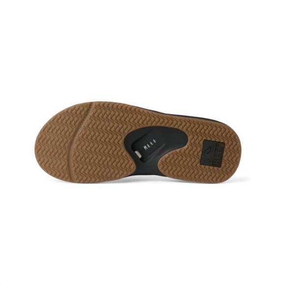 NEW REEF men\'s fanning flip flops in black/silver main image 5